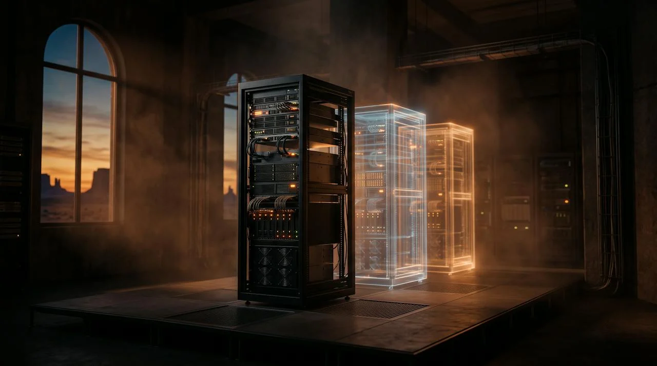 Physical server rack with virtual machine instances